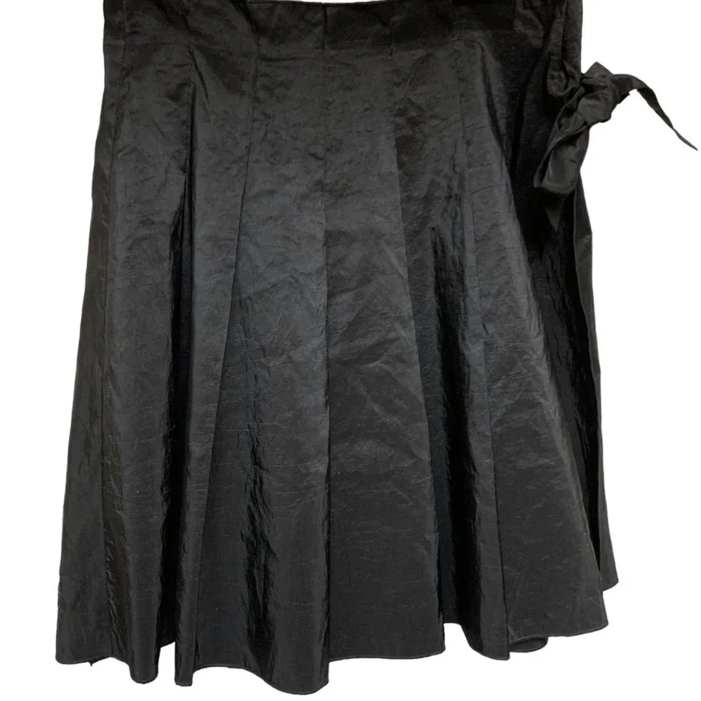 ATELIER Black Pleated A‎ Line  Wrap Skirt